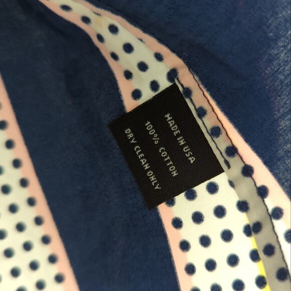 SUNO Women's Striped Dot Button Down Shirt Blue Pink White Long Sleeve 10 $450 - Picture 6 of 7